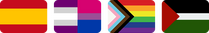 spain flag, greybisexual flag, lgbtq+ flag, palestine flag