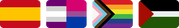 spain flag, greybisexual flag, lgbtq+ flag, palestine flag